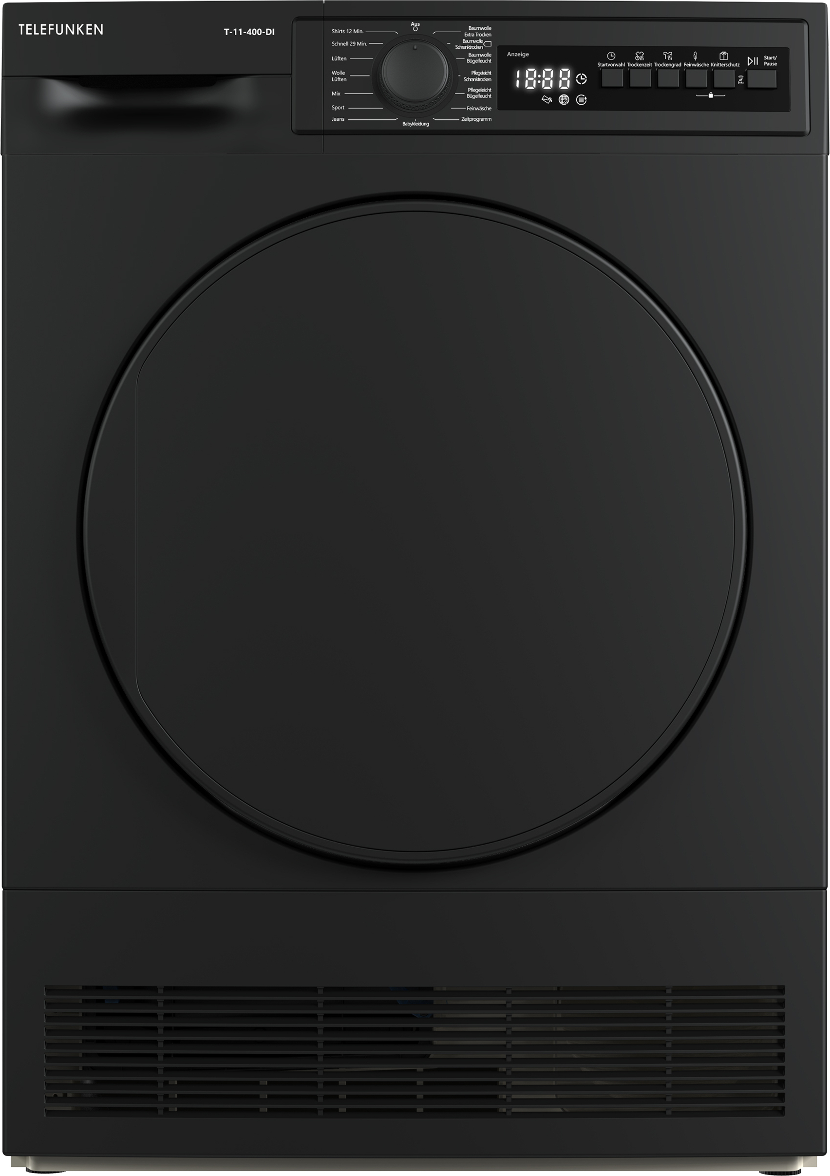 Telefunken T-11-400 Kondenstrockner / 7kg Trockner mit 15 Programmen, Startzeitvorwahl & Knitterschutz