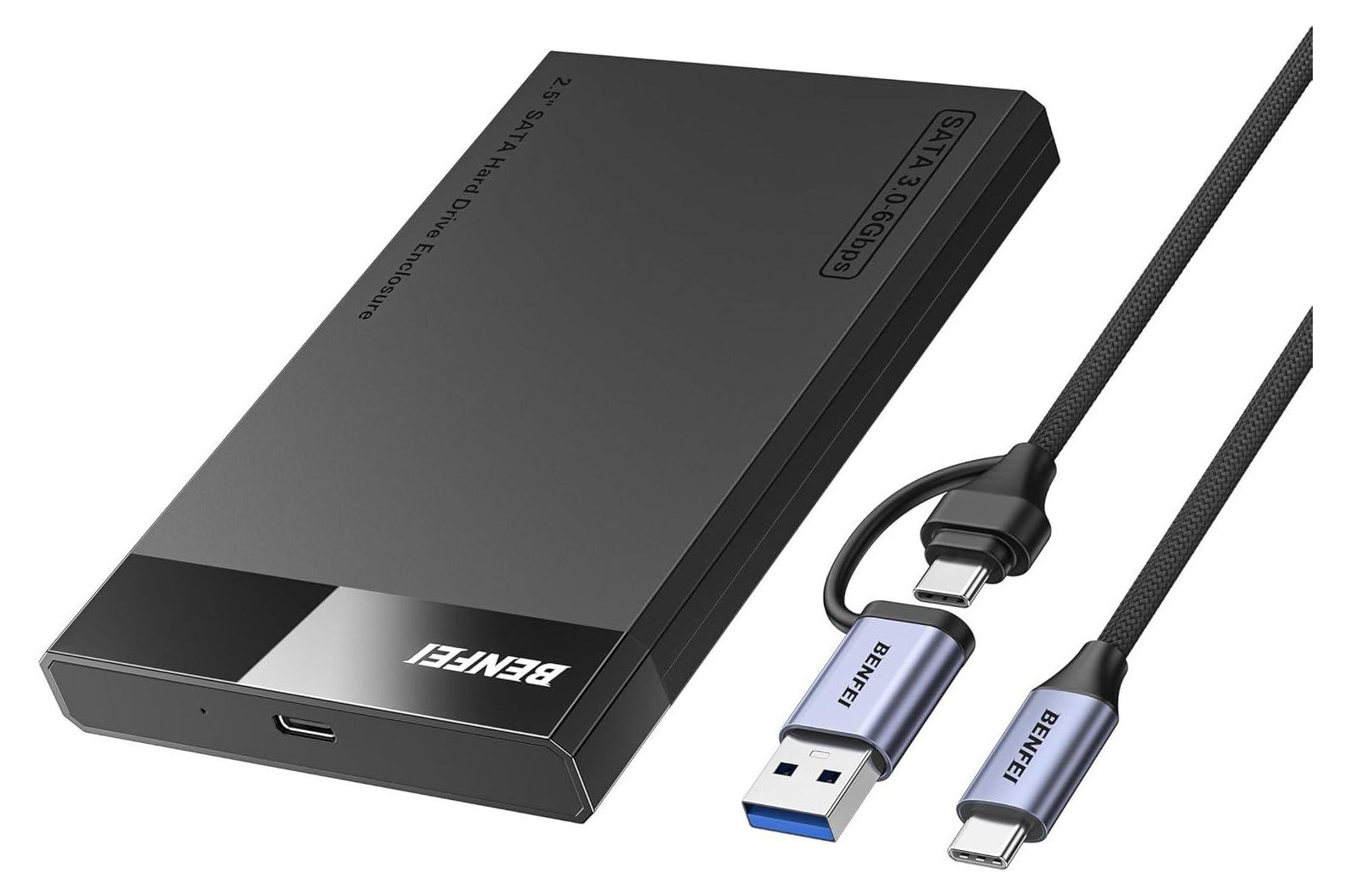 BENFEI Festplattengehäuse 2.5 Zoll Festplattengehäuse SATA III USB 6Gbps 000385black