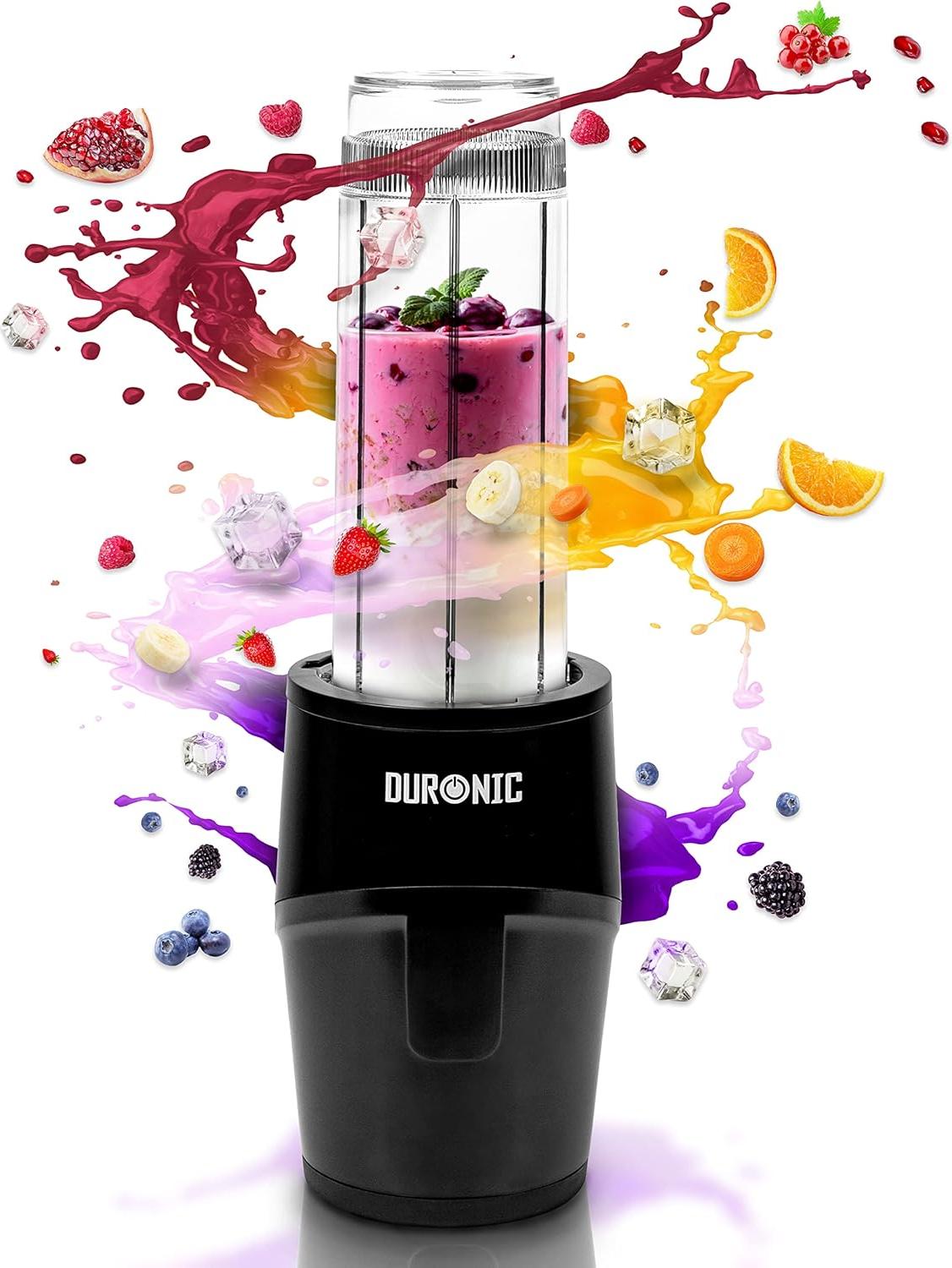 Duronic BL510 Mini-Standmixer, Mini Smoothie Maker, 500W Blender, Shake Mixer mit 570 ml Trinkflasche, Küchenhelfer, Hochleistungsmixer, Küchenmixer,
