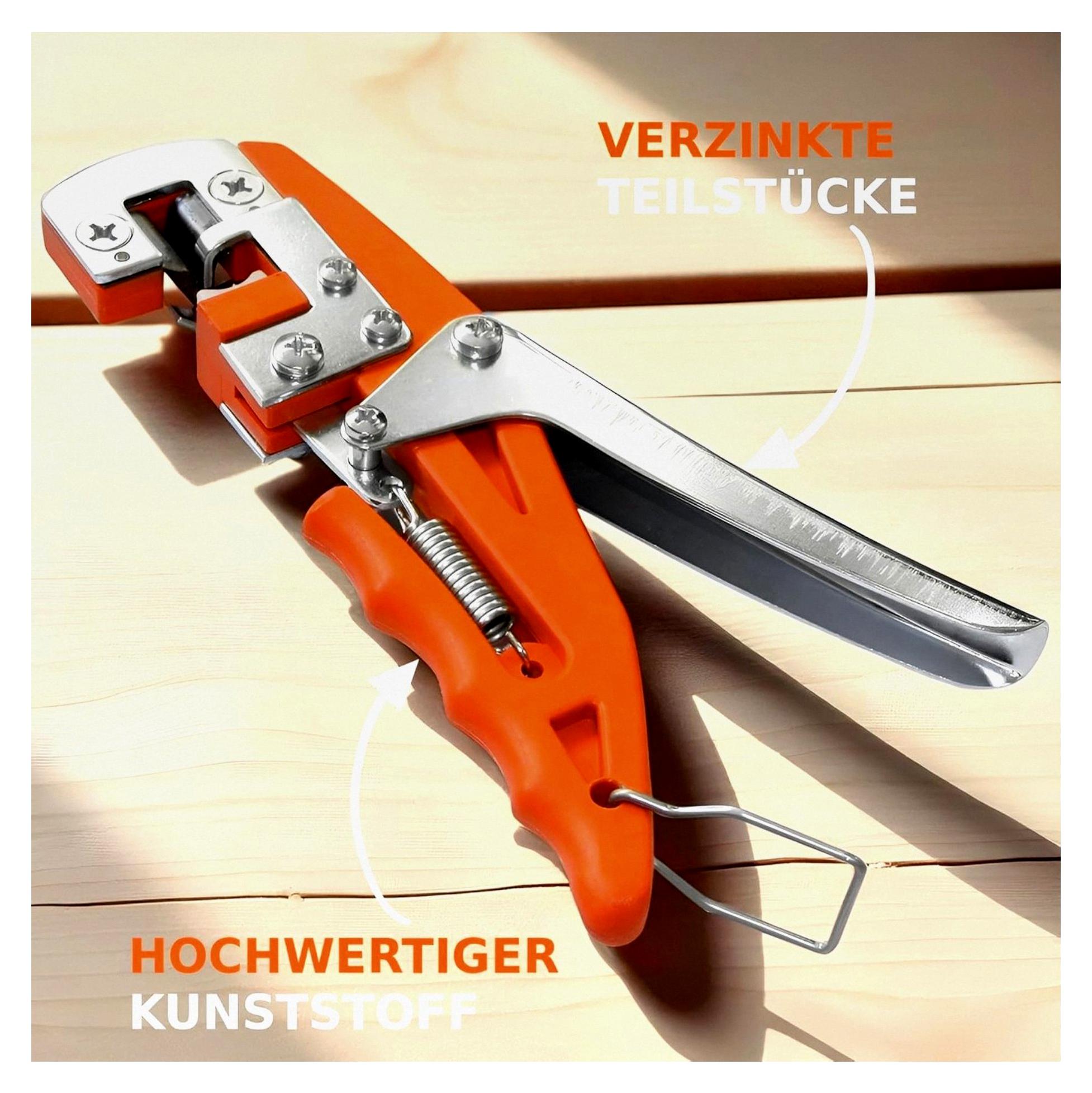 Markenlos Veredlungsschere mit 4 Messern, Omega V W Okulation, Veredlungszange für Garten und Rosen, 30 Jahre Qualität, Okulier-Schere für Obstbäume und Pflanzen