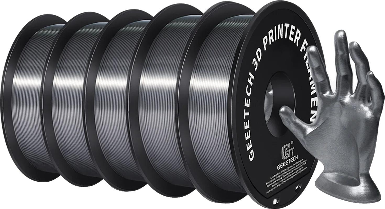OEM 3D-Filament, PLA, Zähigkeit und seidenähnliches Finish, Silber 1624