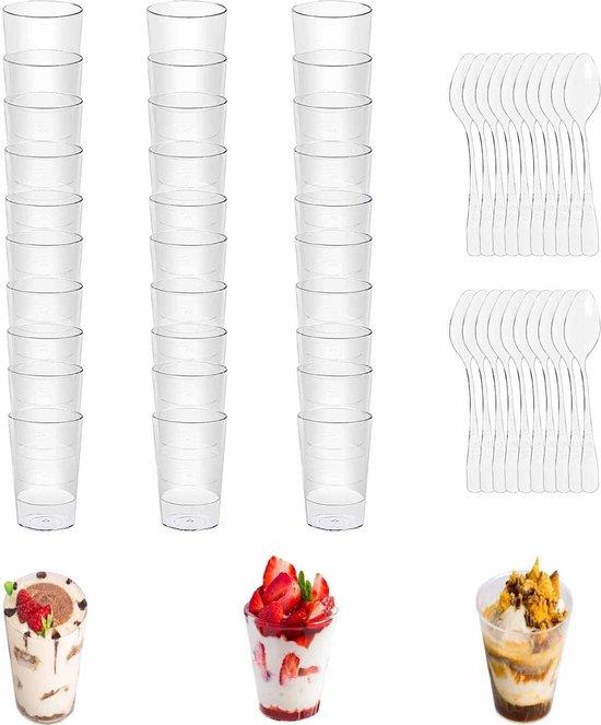 Famanu Dessertgläser Set - 50 Mini-Gläser und 50 Löffel SHSHOP