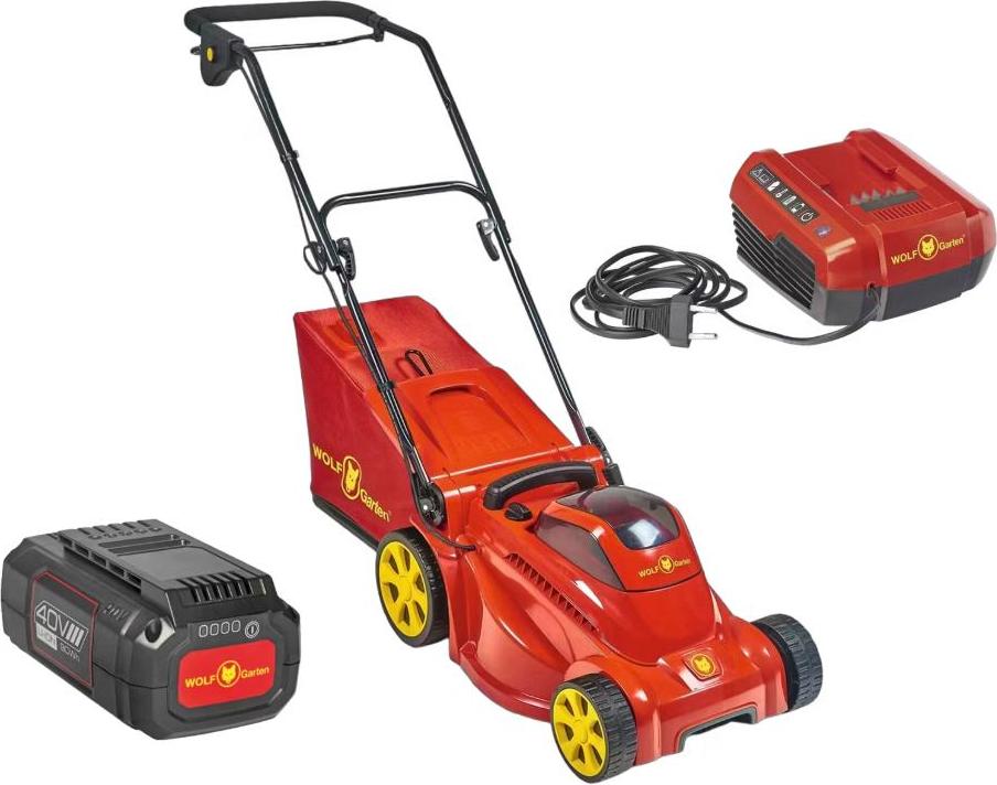 Wolf Garten WOLF-Garten LYCOS 40/340 MH Accu-Rasenmäher 34 cm - Rot - Inklusive Schnellladegerät und Akku Lycos 40/340 H