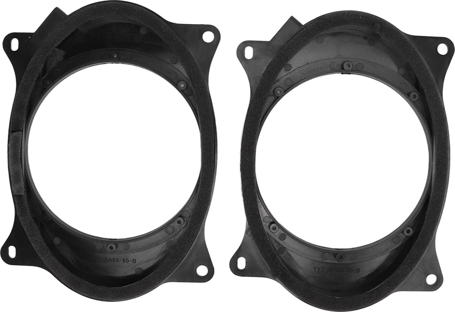 Gistuch 2 Stück 6,5 Zoll schwarze Türlautsprecher-Adapter-Abstandsringe mit 2 Kabelbaum-Ersatz für Corolla Levin 6X9