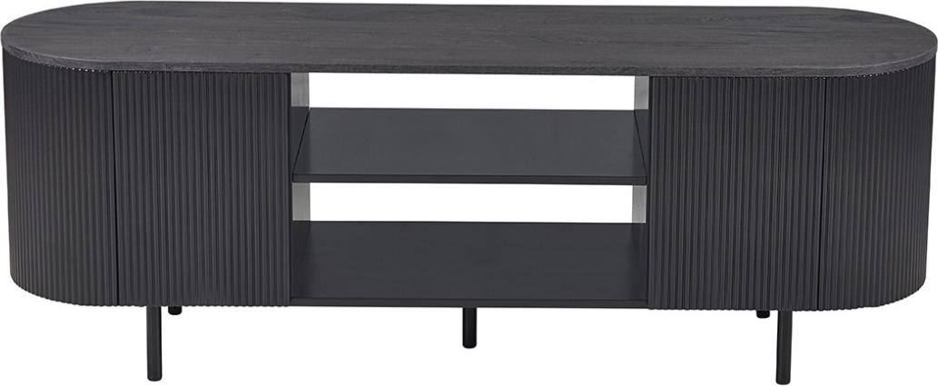 Möbelstück TV VAGOS - Farbe dunkelbraun - Rundes TV-Möbel - 2 Türen & 2 Fächer - 160 cm - Zeitgenössisches Design