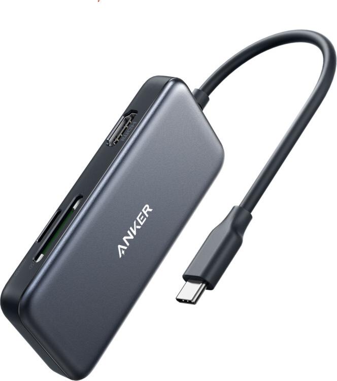 Hub USB 3.2 Gen 1 Type-C Anker, 4K Ultra HD, MicroSD, SD, čierny, 75g