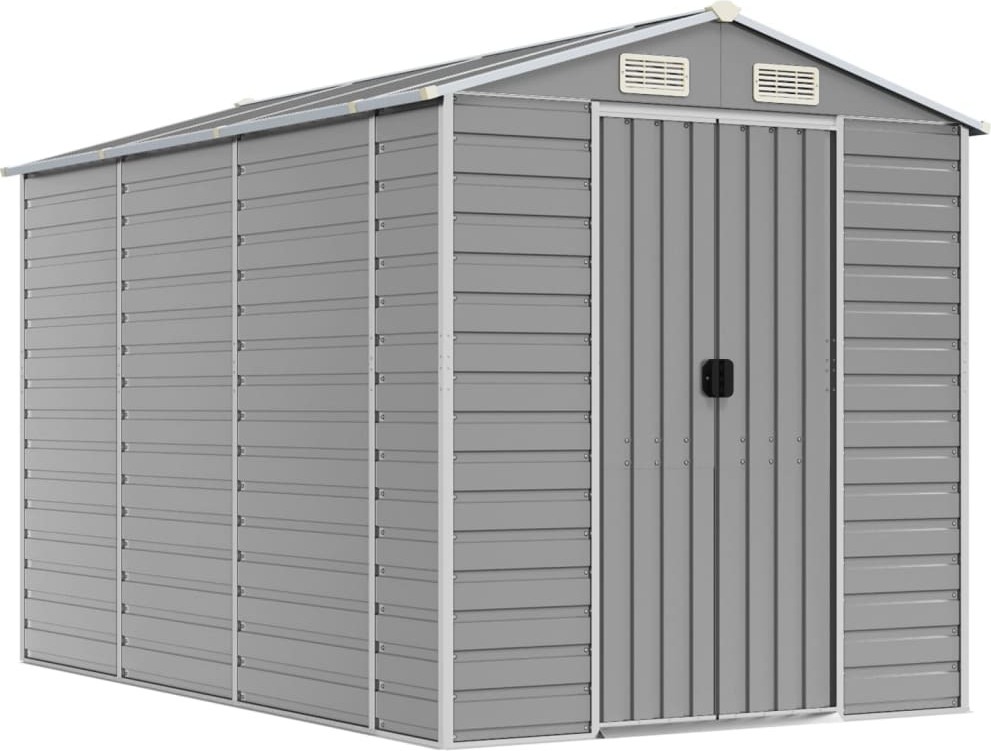 vidaXL Záhradný prístrešok Svetlo sivá 191 x 300 x 198 cm Pozinkovaná oceľ