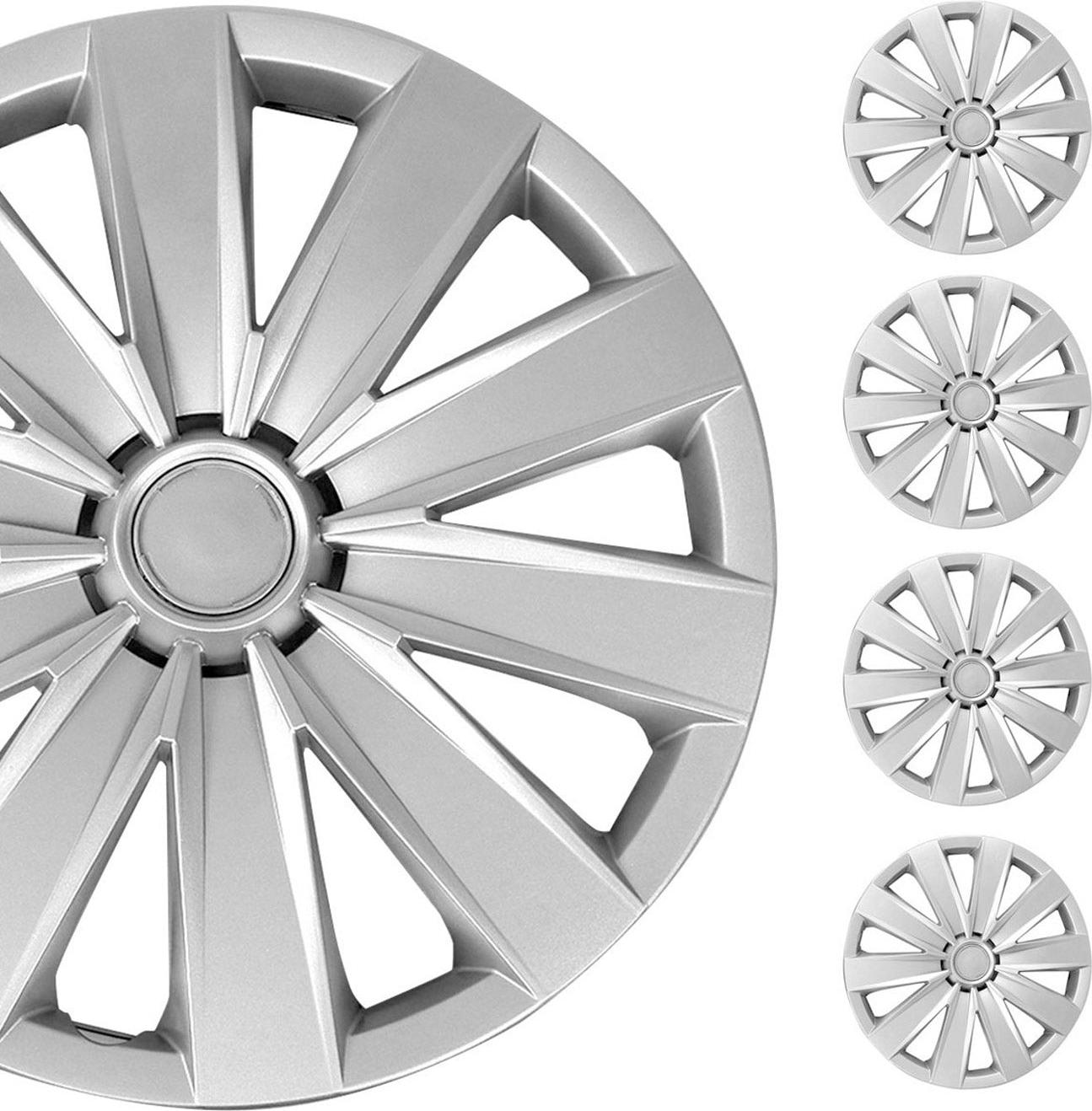 OMAC, 4x coprimozzi, copriruota, cerchi in acciaio da 16 pollici, compatibili con Auto KFZ PKW ABS, nero, 4x