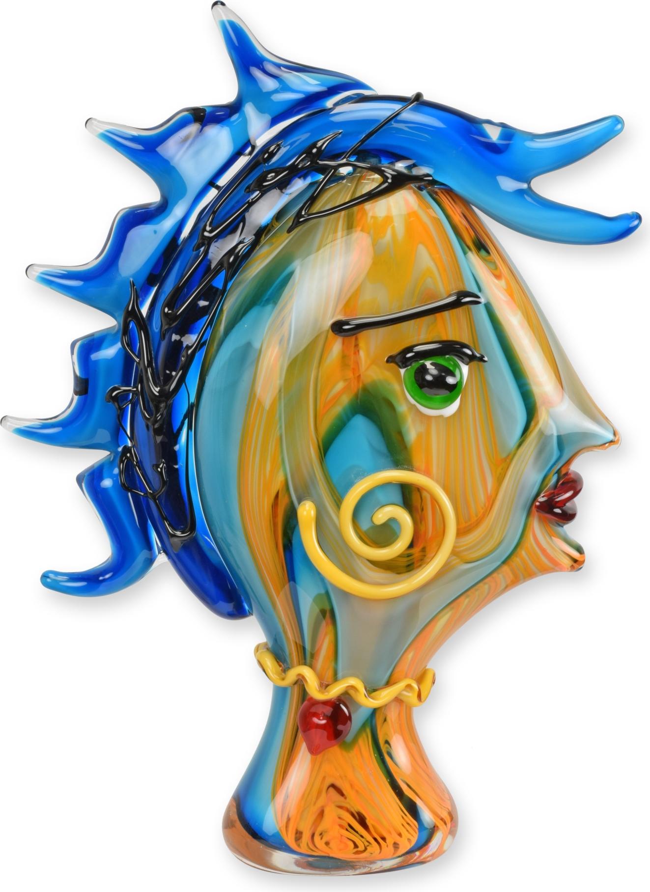 Aubaho Eine Glasfigur im Murano-Stil, die den Kopf einer Frau darstellt Replikat Retro Design Dekoration