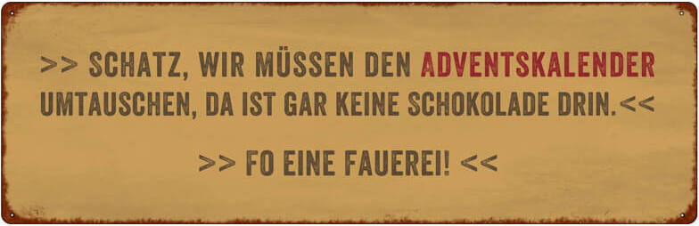 Interluxe Home Accessoires Shabby Chic Metallspruchschild Adventskalender umtauschen