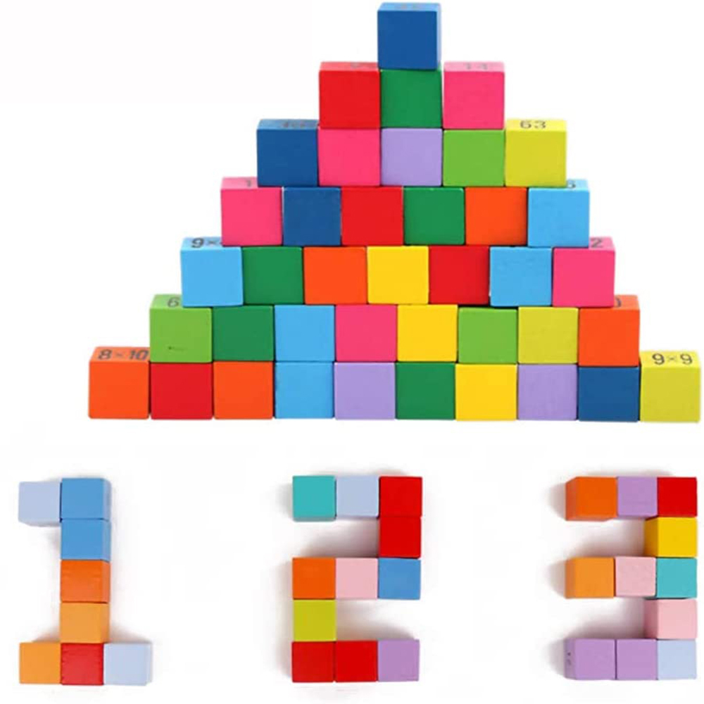 Crrynuo Regenbogen-Multiplikationsbrett aus Holz, Multiplikationslerntablett mit Bausteinen, Montessori-Mathematik-Lehrbuch-Multiplikationstabelle, Multiplikationsoperationsspielzeug für Kinder KAU-UN-CPK-20250422-105