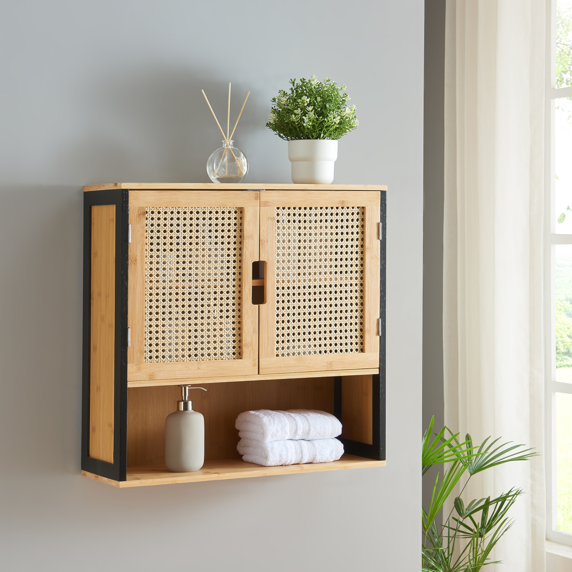 Meuble De Salle De Bain En Bambou 60x30x60 Cm - Meuble Bas Avec Vasque, Rangement élégant Et Durable