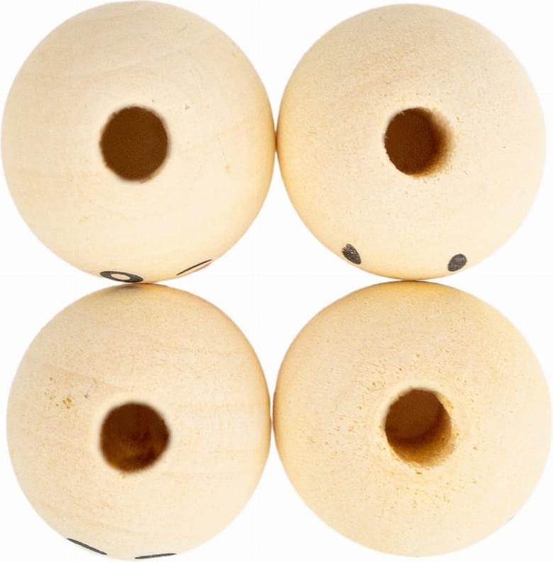 ALIGA Holzperlen Kugeln LÄCHELNDE GESICHTER 2 5cm 4St.