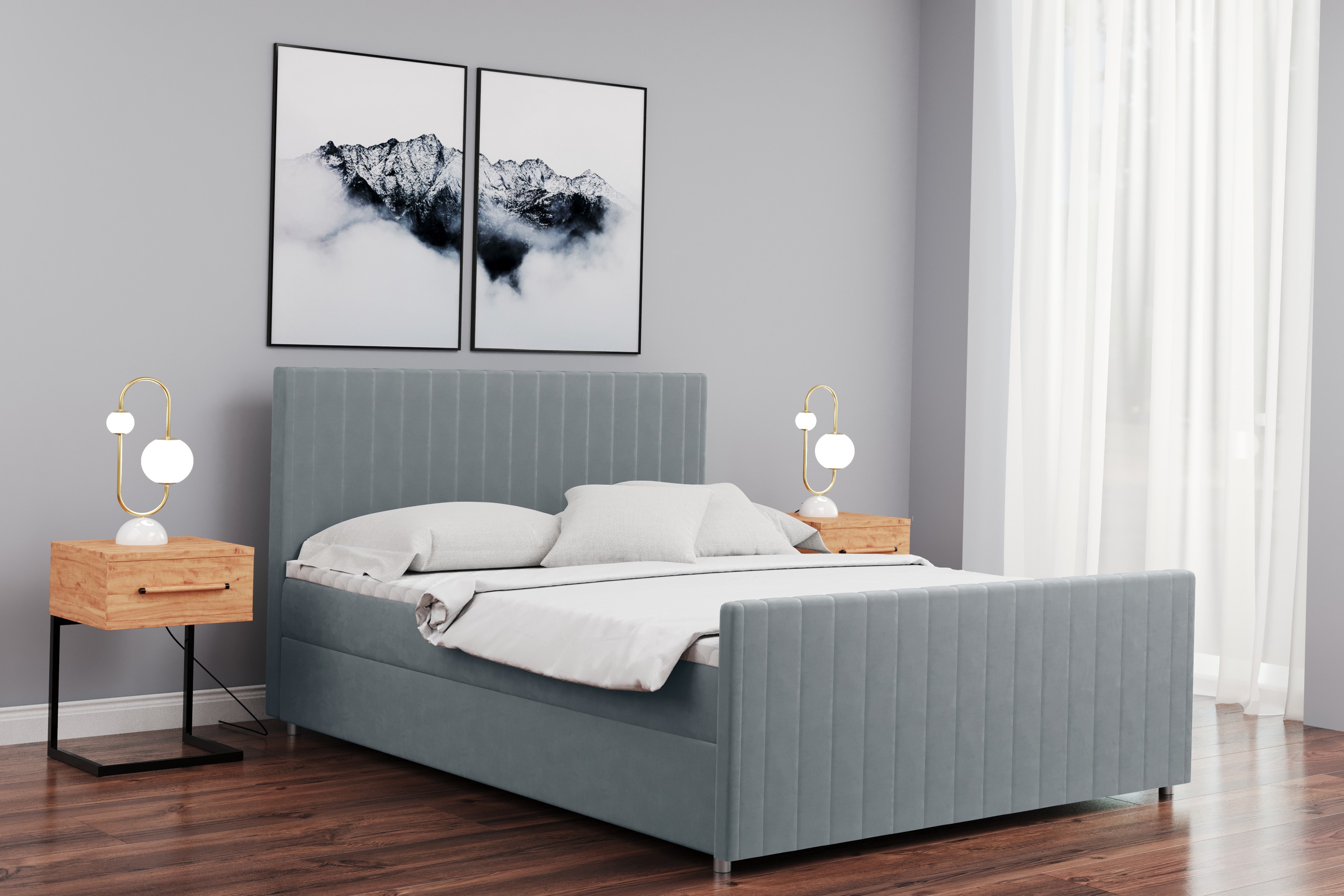 Box spring posteľ s matracom LATINO veľa veľkostí a veľa farieb látka Velvet 180 cm x 200 cm Sivá