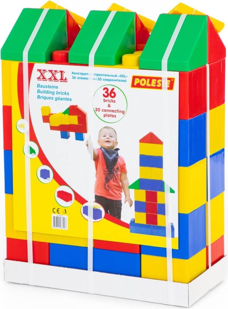 Polesie Bauklötze "XXL", 36 Elemente. + Anschluss für Blöcke (30 Elemente) 68026