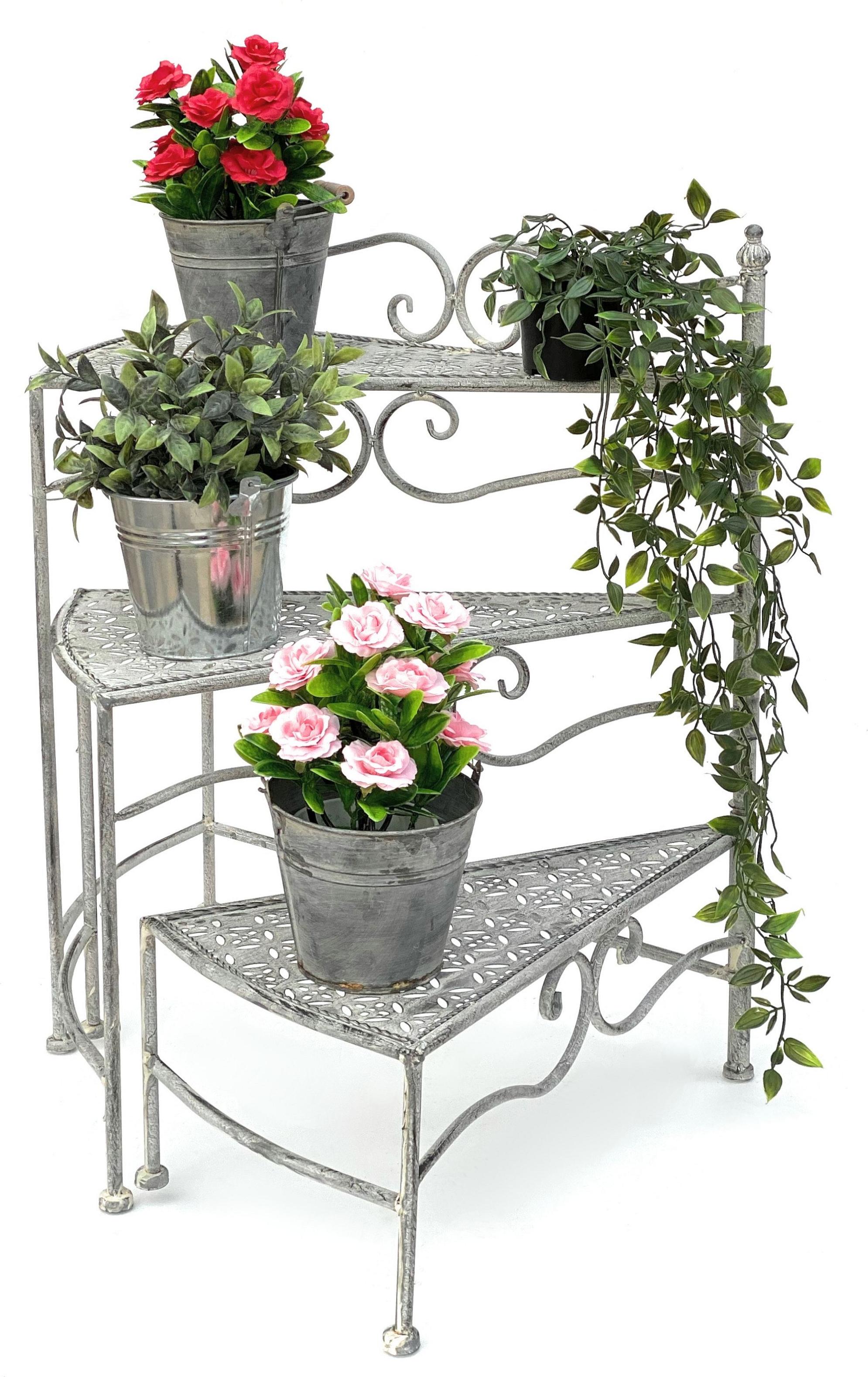 DanDiBo Sgabello Portafiori In Metallo Nero 60cm - Tavolino Moderno A 6 Angoli Per Piante