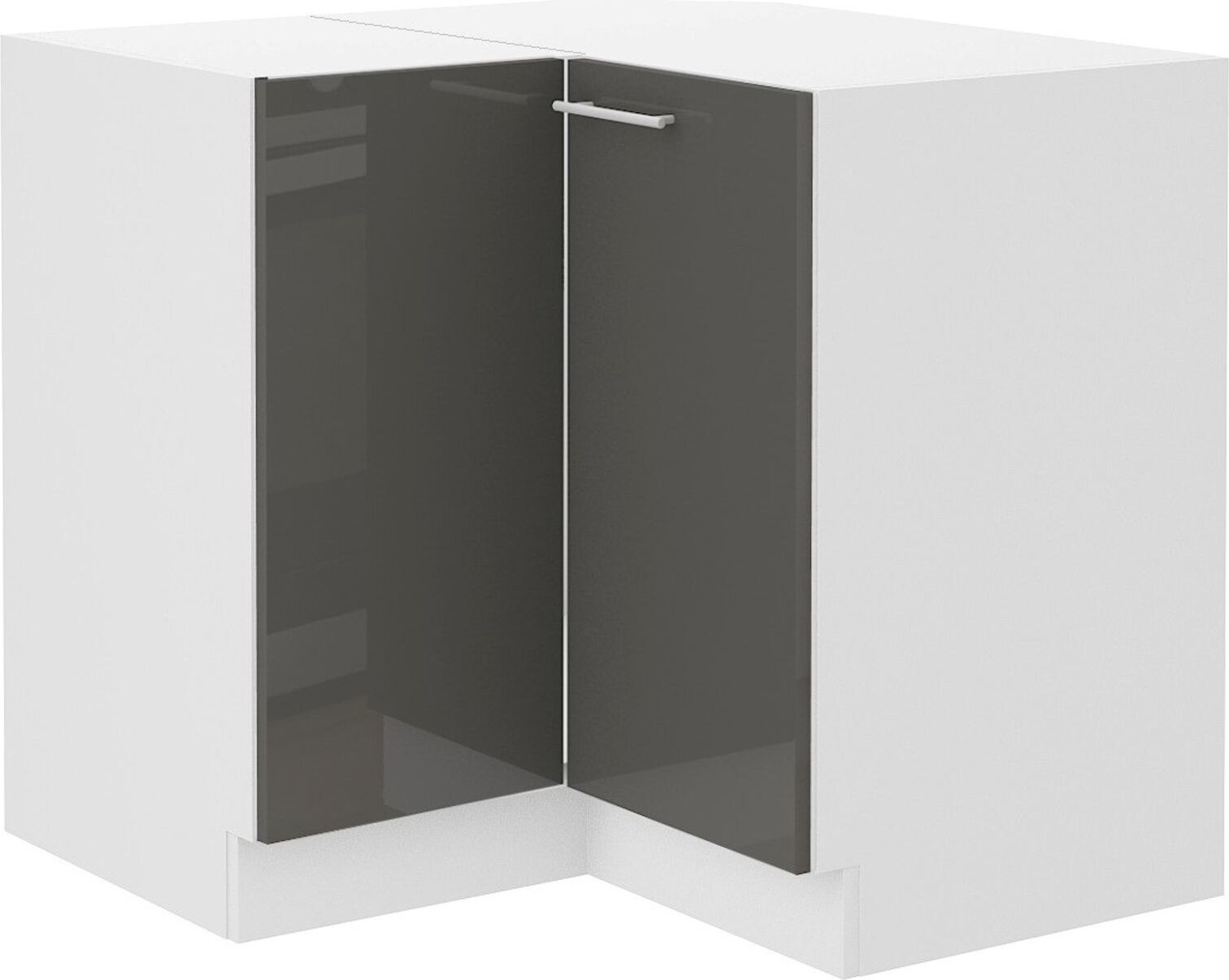 Küchenpreis-Bombe Eckunterschrank 90x90 cm Lara Grau Hochglanz Küchenzeile Küchenblock Küche