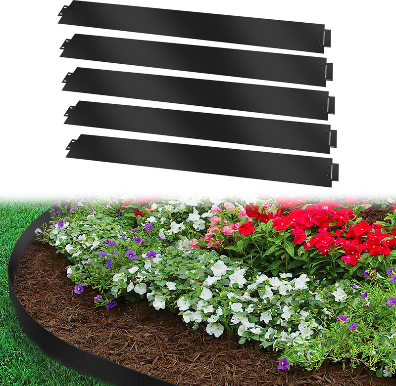 Jayseuw Rasenkante Metall 100 x 15 cm 45m Beeteinfassung Mähkante Verzinkt Wegbegrenzung Beetumrandung Palisade Schwarz RL-HG8726-45-EO