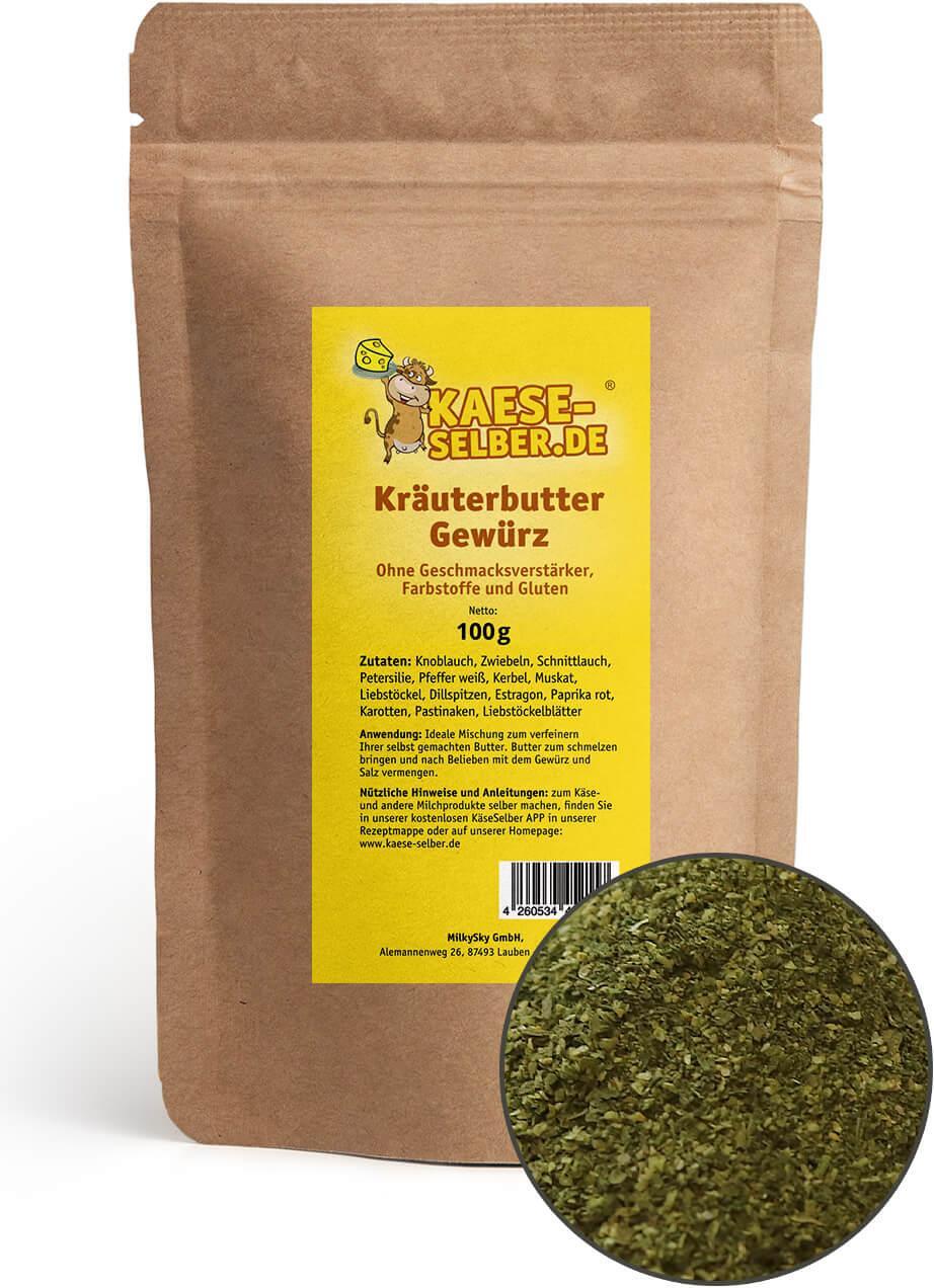 KAESE SELBER Kräuterbutter Gewürz mit Knoblauch und Zwiebeln, ohne Salz und Glutamat, 100 g