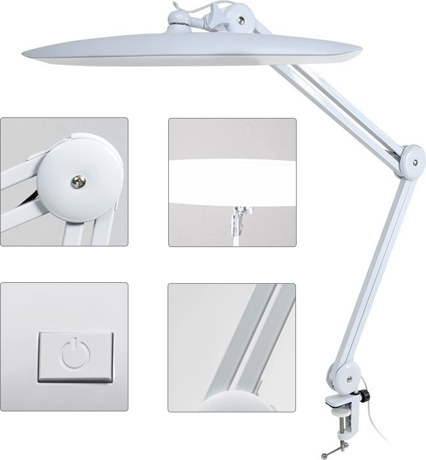 MODFU Schreibtischlampe LED dimmbar Beleuchtung Schreibtischlampe klemmbar Homeoffice,mit 6500 K und 2248 Lm, Tageslichtlampe Schreib Tischlampe Weiß