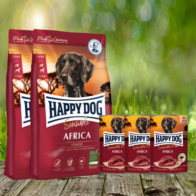 Happy Dog Supreme Sensible Africa 2 x 12,5 kg + Happy Dog Sensible Pure Africa 3 x 400 g 03548