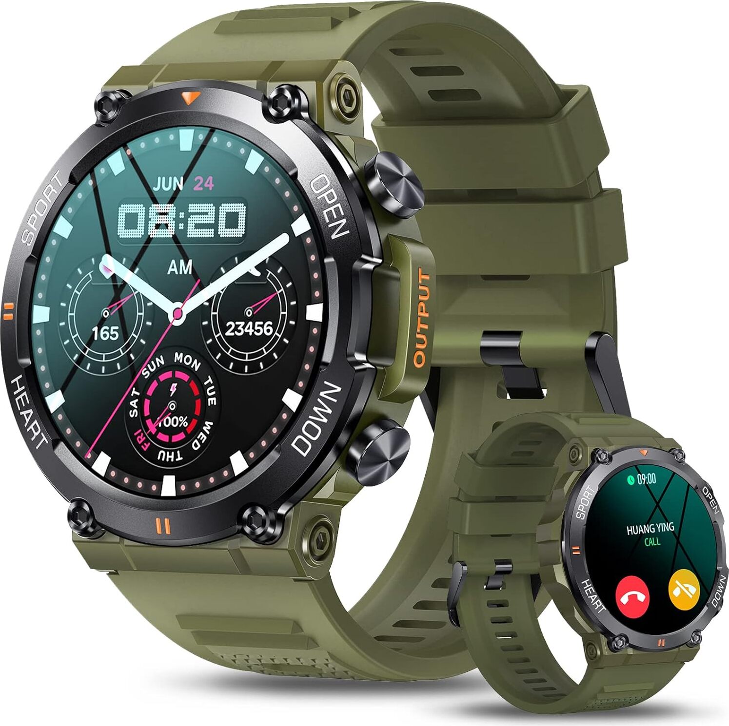 AVUMDA Herren-Smartwatch mit Telefonfunktion, 1,39 Zoll HD mit Blutdruck, SpO2, Herzfrequenzmesser, GPS-Schrittzähler, 120 Sportmodi, wasserdicht Android IOS