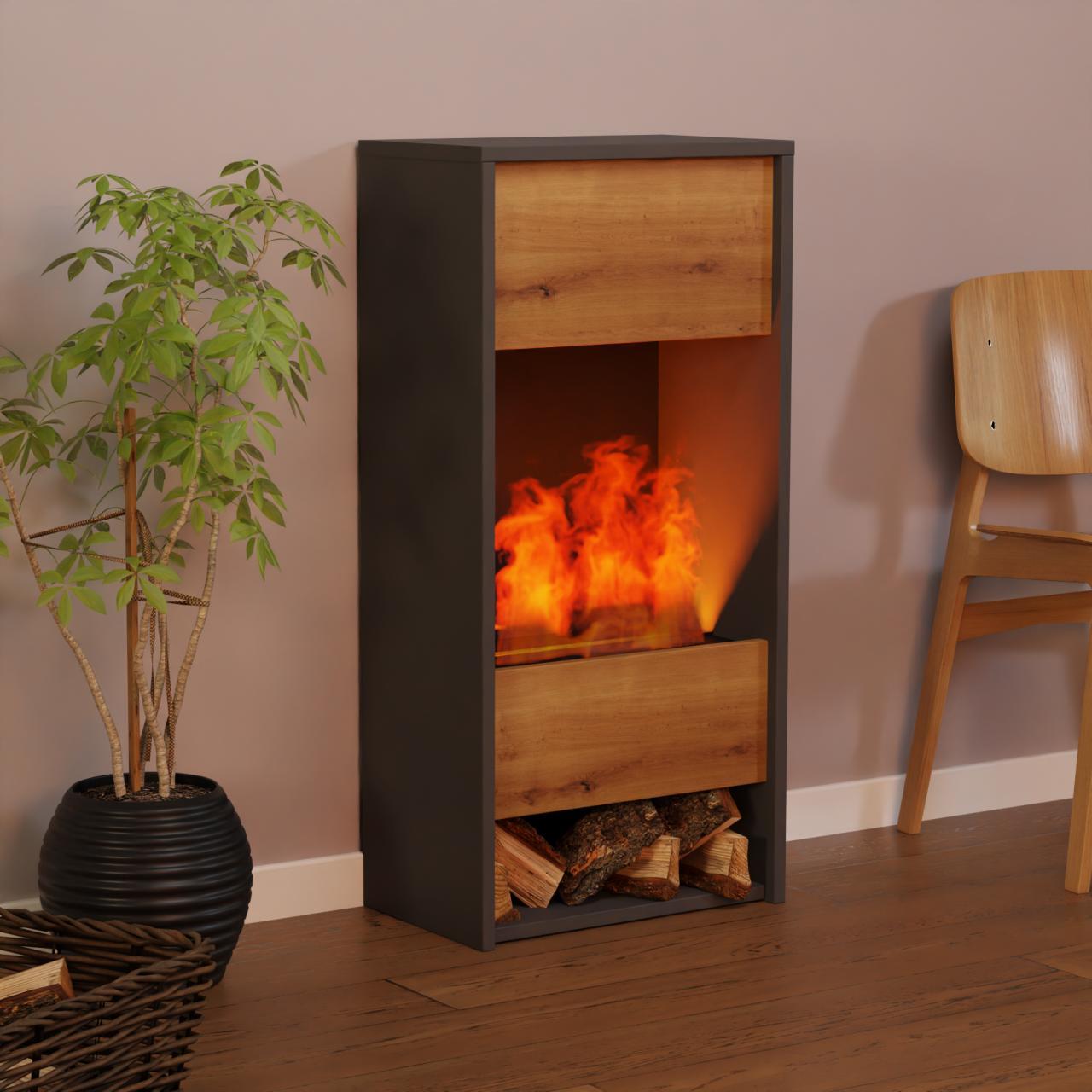 GLOW FIRE Elektrokamin 'OGF 3'| Wasserdampf Kamin mit OMC 400 ohne Holz in weiß | HxBxT: 100x47,7x29,1 cm