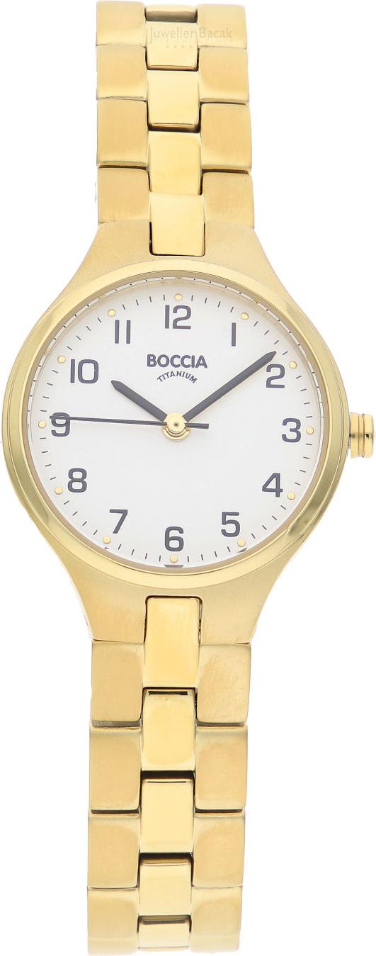 Boccia Damenuhr 3330-03 Classic Reintitan Gold plattiert mit Mineralglas