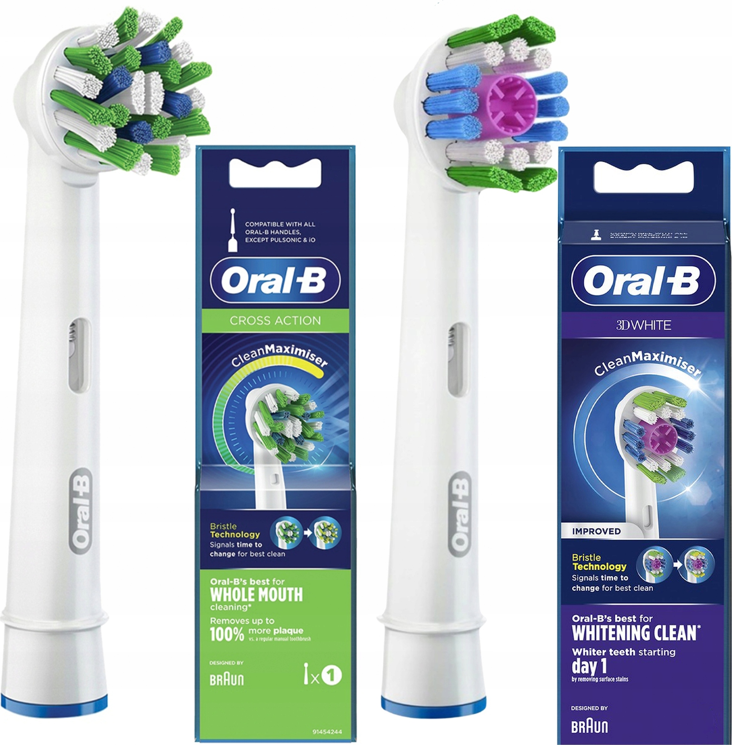 2 Końcówki Oral-B Cross Action 3D White Eb-18