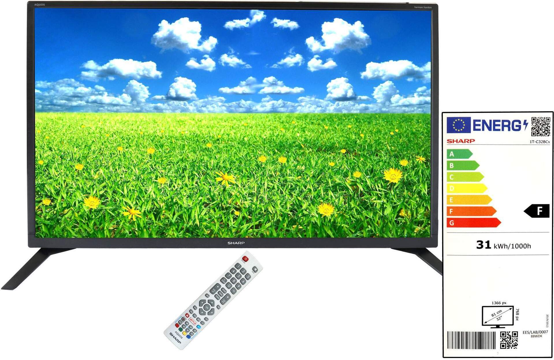 Sharp HD LED TV 81cm (32 Zoll) 32BC2E, Trojitý tuner, Smart TV