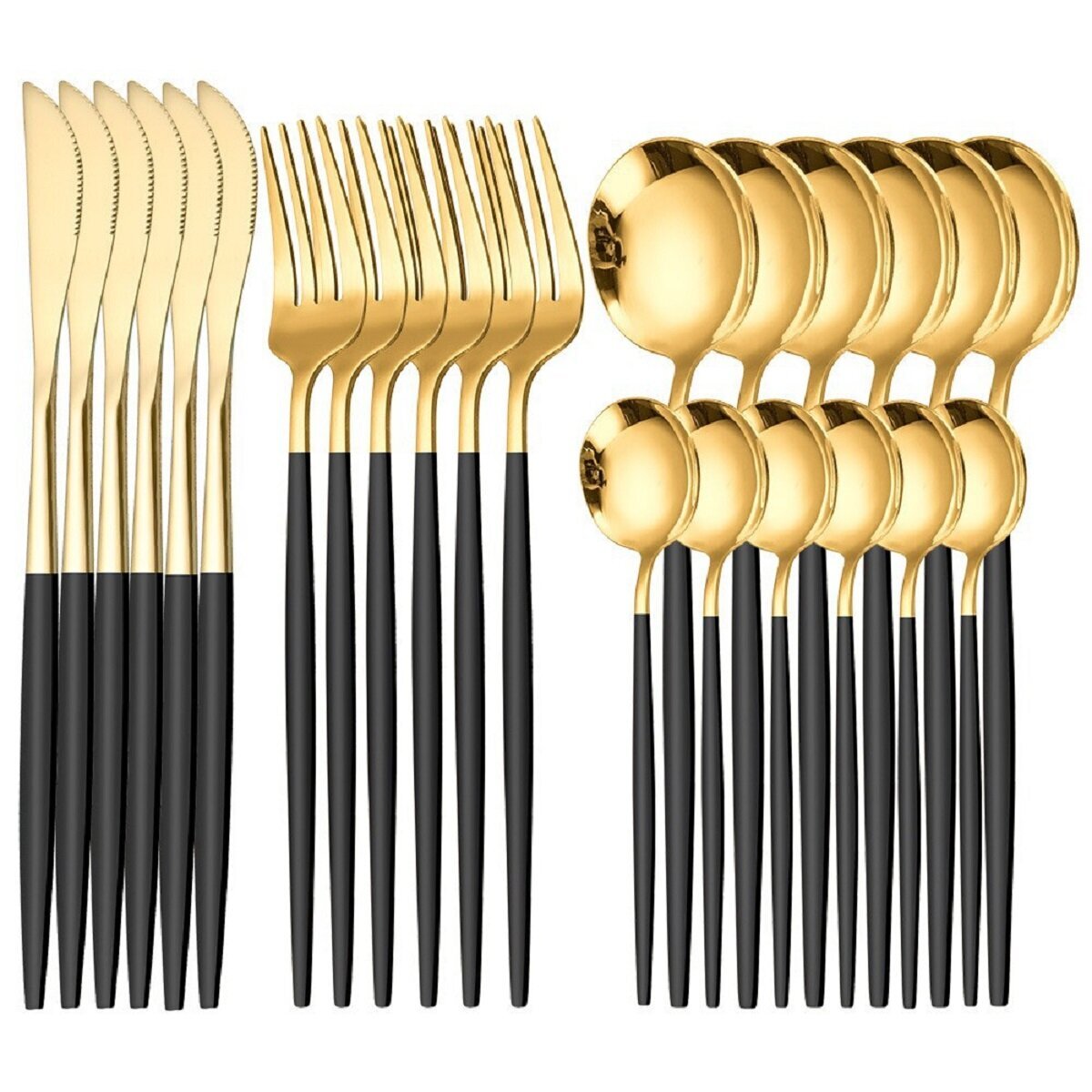 cheffinger Besteckset Gold 6 Personen 24-tlg Edelstahl Essbesteck Besteck Set Geschenkbox CF22128