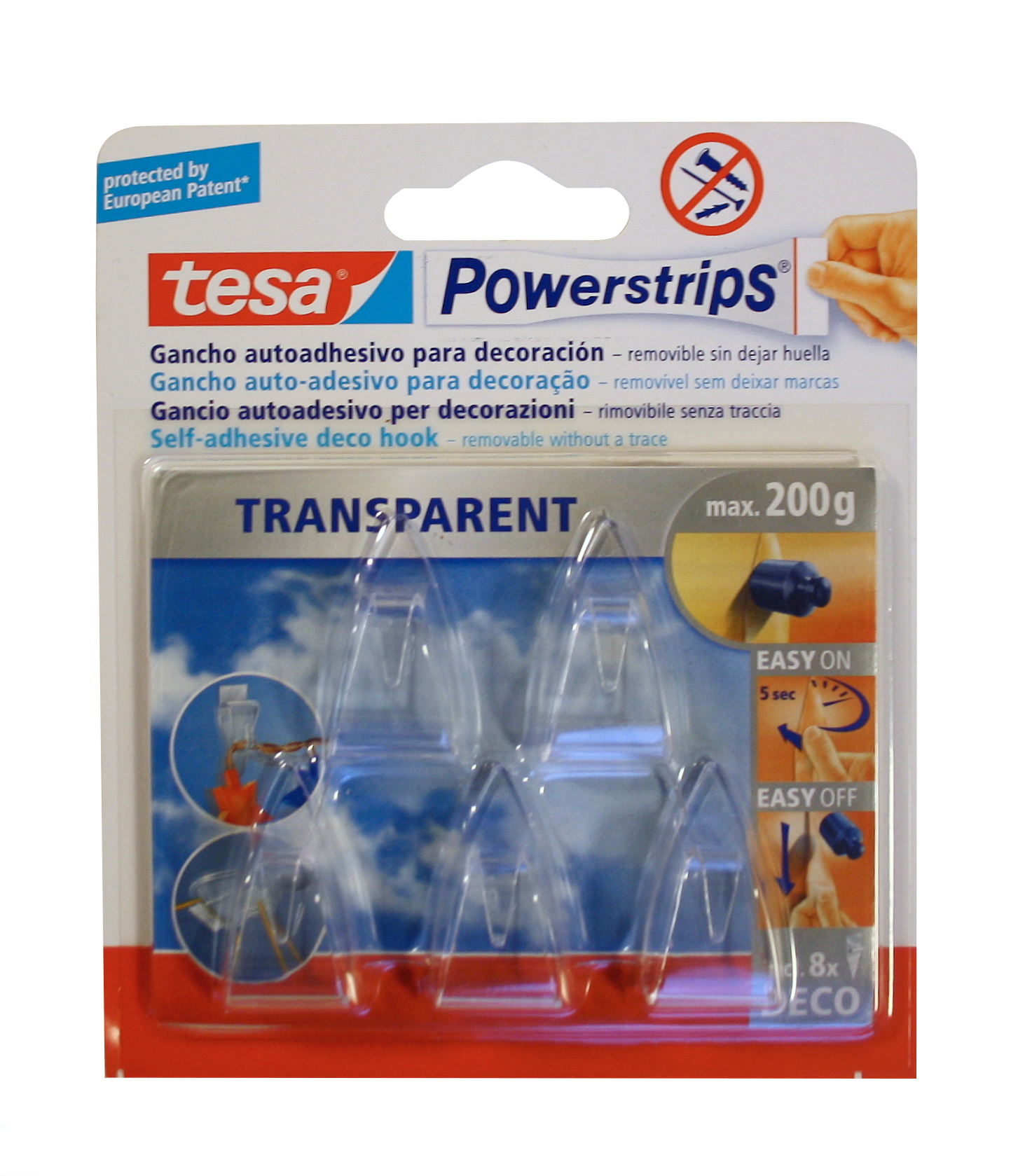 Tesa Powerstrips Deco-Haken 58900 5 Klebehaken transparent wiederverwendbar 