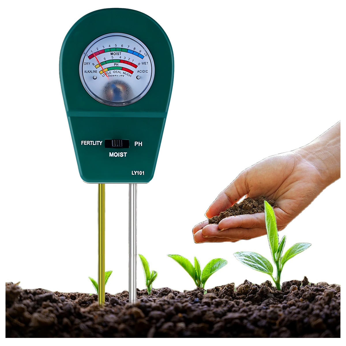 Novzep 3-in-1 Bodenfeuchtigkeitsmesser pH-Wert & Nährstofftester – Bodenqualität Analysator für Feuchtigkeit, Säuregehalt & Nährstoffe KAUF-ALRI-GA238-15