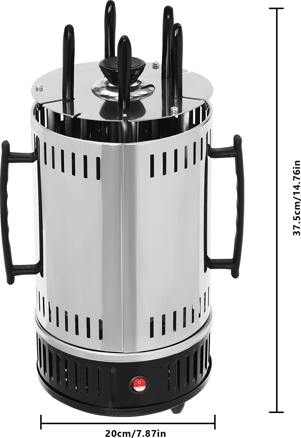 Vertikálny elektrický gril - SW-5 - 1000 W - Nerezová oceľ - Automatický otočný rožeň - Na kebab, šawarmu, gyros - Biely