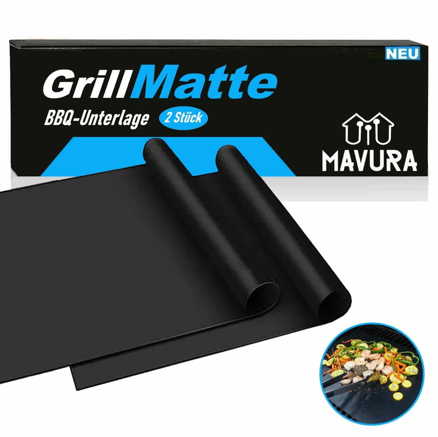 INF Set Di 5 Tappetini Per Barbecue In Teflon – 40x33 Cm, Riutilizzabili, Antiaderenti, Adatti A Grigia A Carbone, Forno E Elettrica, Fino A 260°C - 6
