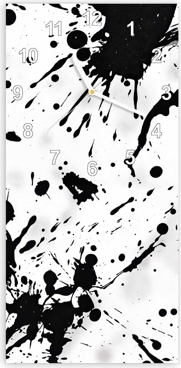 Primedeco Wanduhr aus Glas mit Motiv Farbkleckse- 30 x 60 cm - inkl. Aufhängesystem
