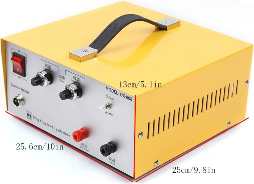 Bodová zváračka šperkov, výkon 600 W, nastaviteľný prúd od 1-80 A, svetložltá farba, 220 V