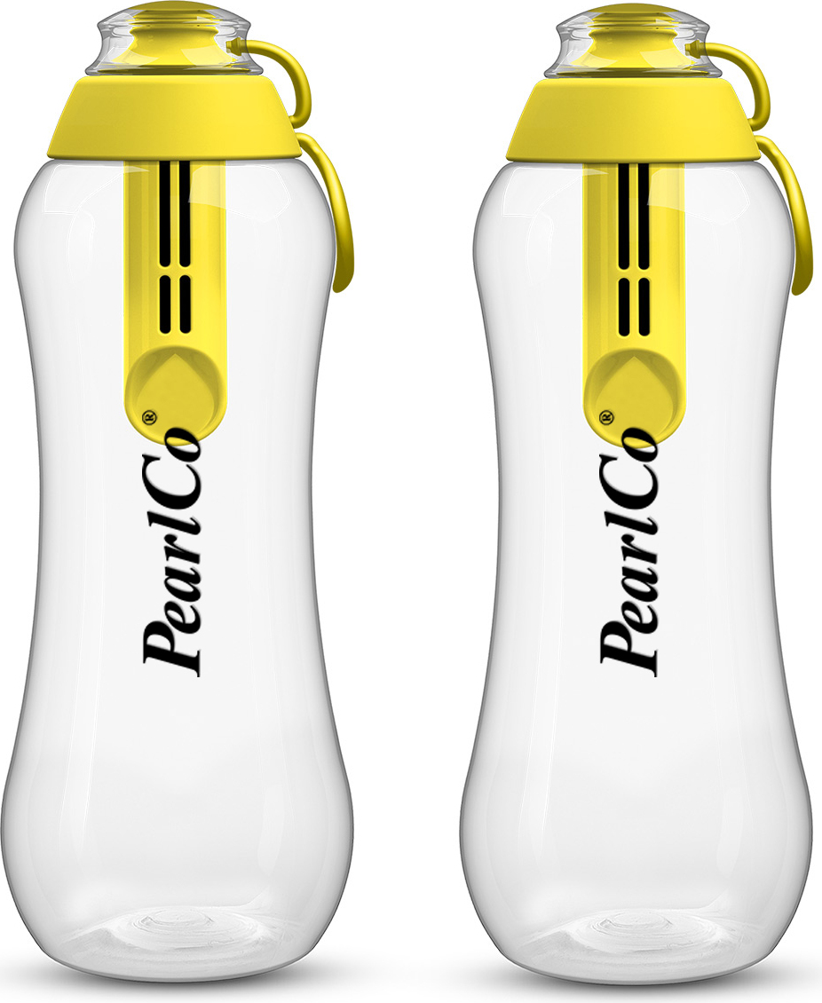 PearlCo Zwei Trinkflaschen mit Filter 0,7 Liter gelb