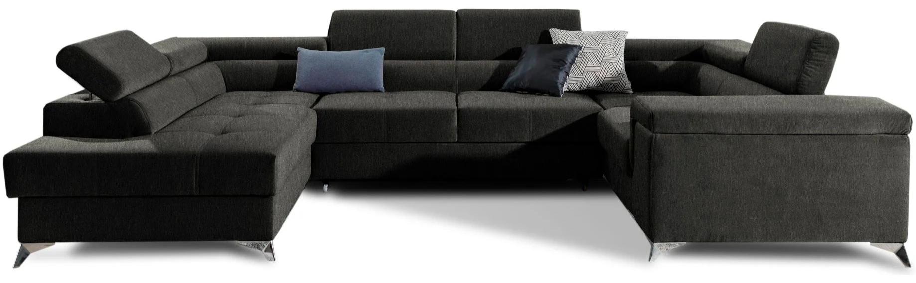 VENETI Großzügiges U-förmiges Sofa SEREIA – Graphit, linke Ausführung 162-01-02038