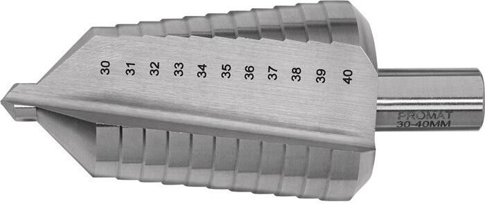 PROMAT Stufenbohrer Bohrbereich 30-40 mm HSS geradegenutet Schneidenanzahl 2 Stufenanzahl 11 4000862086