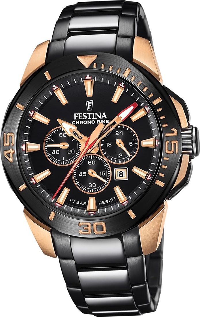 Pánske hodinky Festina z nehrdzavejúcej ocele čierne Festina Chrono Bike náramkové hodinky D2UF20645/1
