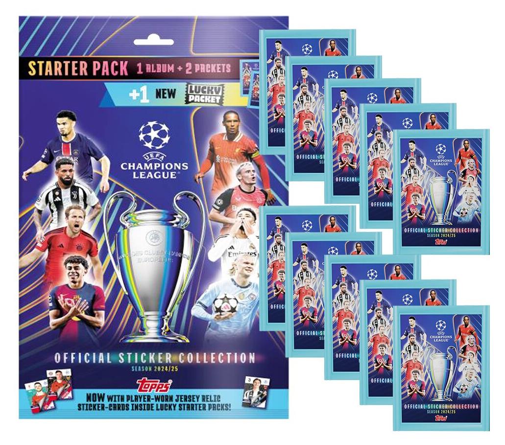 Topps - Champions League 2024/2025 - Sammelsticker - 1 Starterpack + 10 Tüten