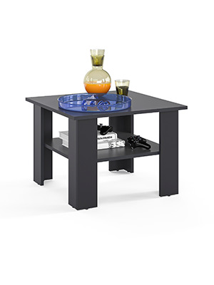 KOMTO Couchtisch Vienna Wohnzimmertisch Modern Couchtisch Holz Beistelltisch Coffee Table Tisch Wohnzimmer Sofatisch Stubentisch 60x60 Schwarz