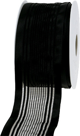 Viana Tüllband Trauerflor Schwarz 50mm - Floristik, Dekoration, Trauerkranz, Gedenkfloristik, stilvolle Trauer Dekoration 9783-050-90