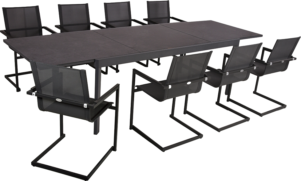 Garten Tischgruppe 9-tlg. in anthrazit mit Ausziehtisch, MAINAU-120