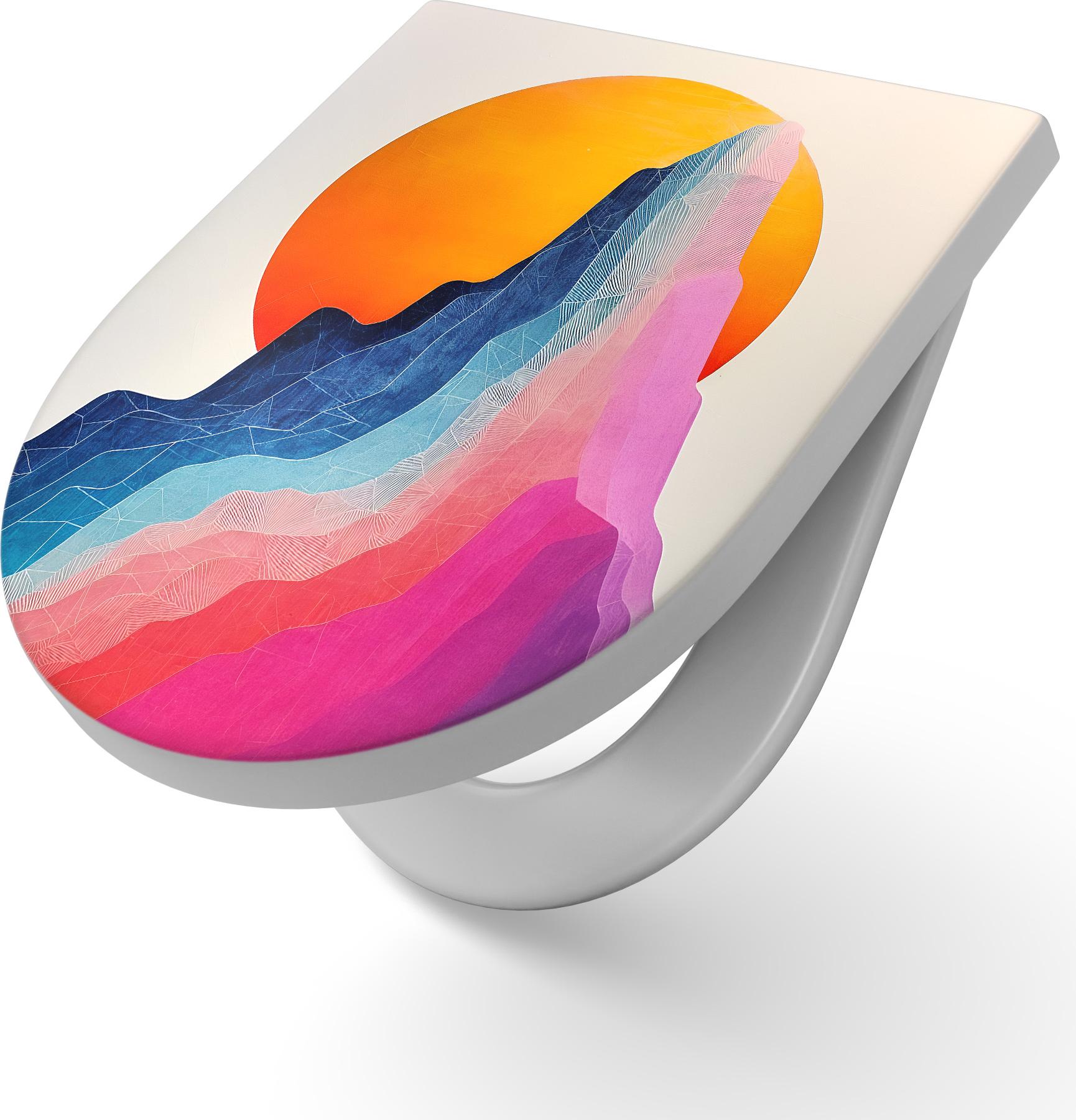 DEQORI WC-Sitz Duroplast 36,4x45,4 cm 'Farbschichten der Höhe' Toilettensitz WC-Brille TS-36-45-SC-W-5276-UV