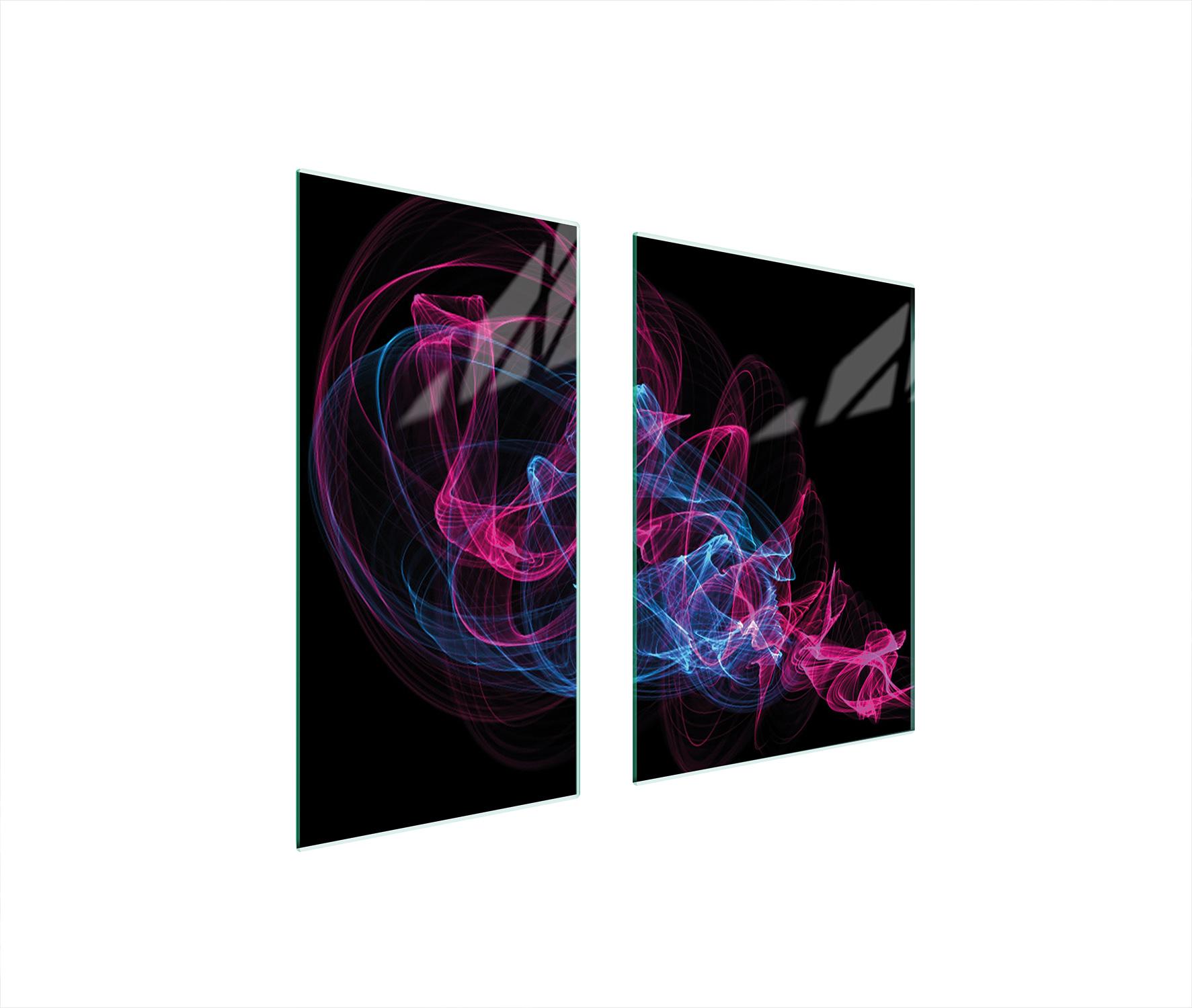 TMK ArtDeko Herdabdeckplatten 2 teilig 75x52 Ceranfeld Abdeckung Glas Schneidebrett Abstraktion Bunt