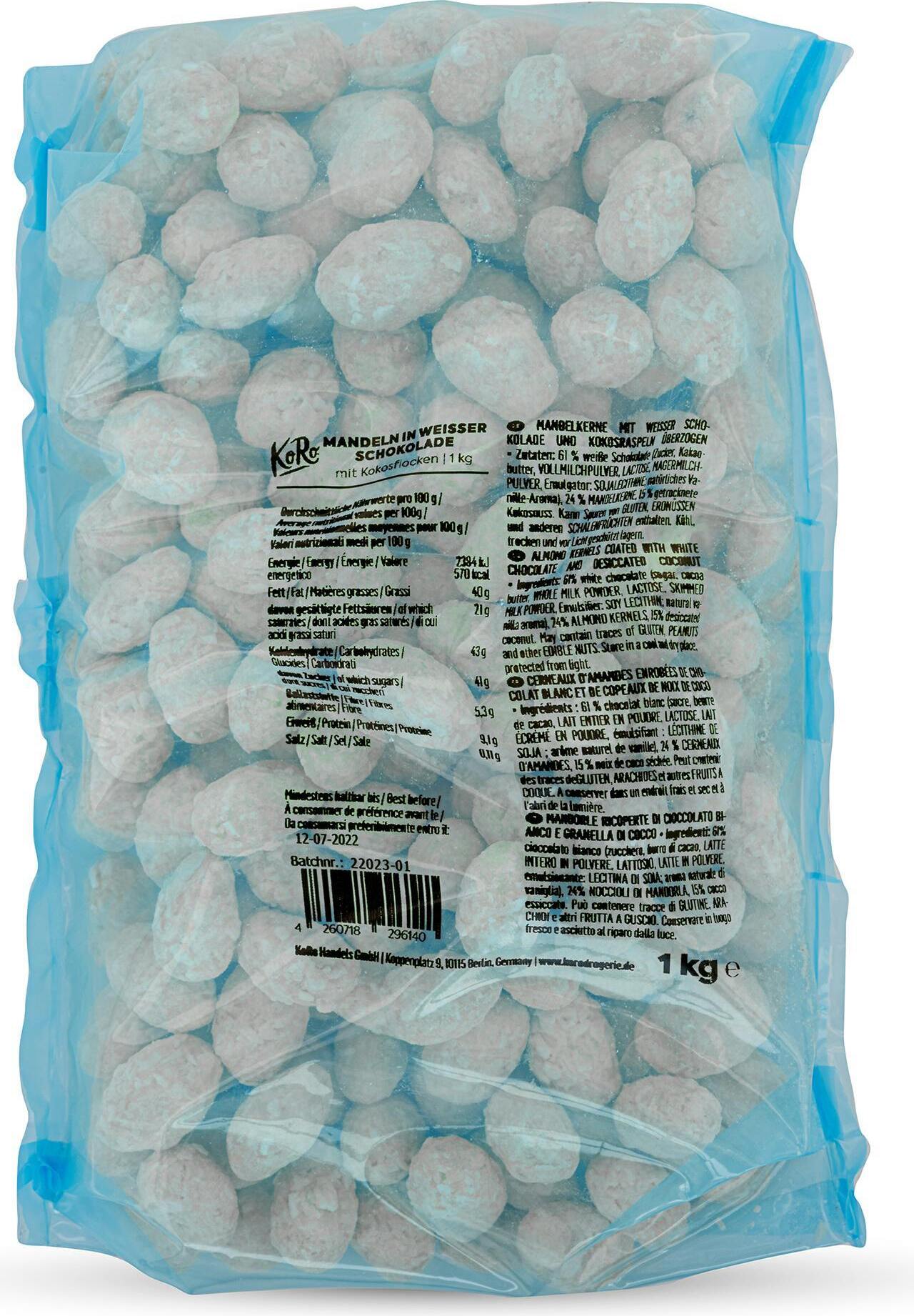 KoRo | Mandeln in weißer Schokolade mit Kokosnuss 1 kg MANDEL_003