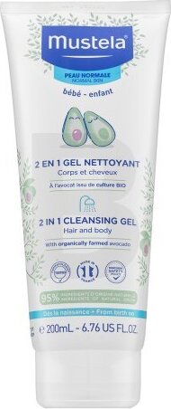 Mustela Bébé Šampón a sprchový gél 2 v 1 na vlasy a telo 200 ml