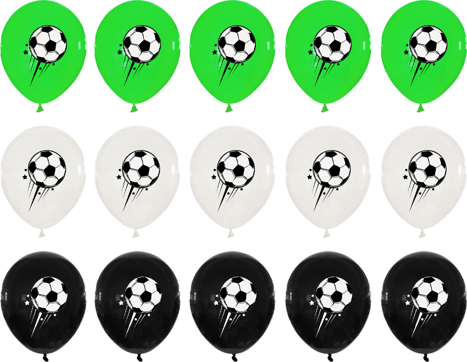 Jormftte Fußballballons, Sportballons, Fußball-Latexballons, schwarz-weiß-grüne Fußballballons, Fußballballons für WM-Party, Sport-Mottoparty, Geburtstagsparty KAU-LR-HT-YWC-20250606-28